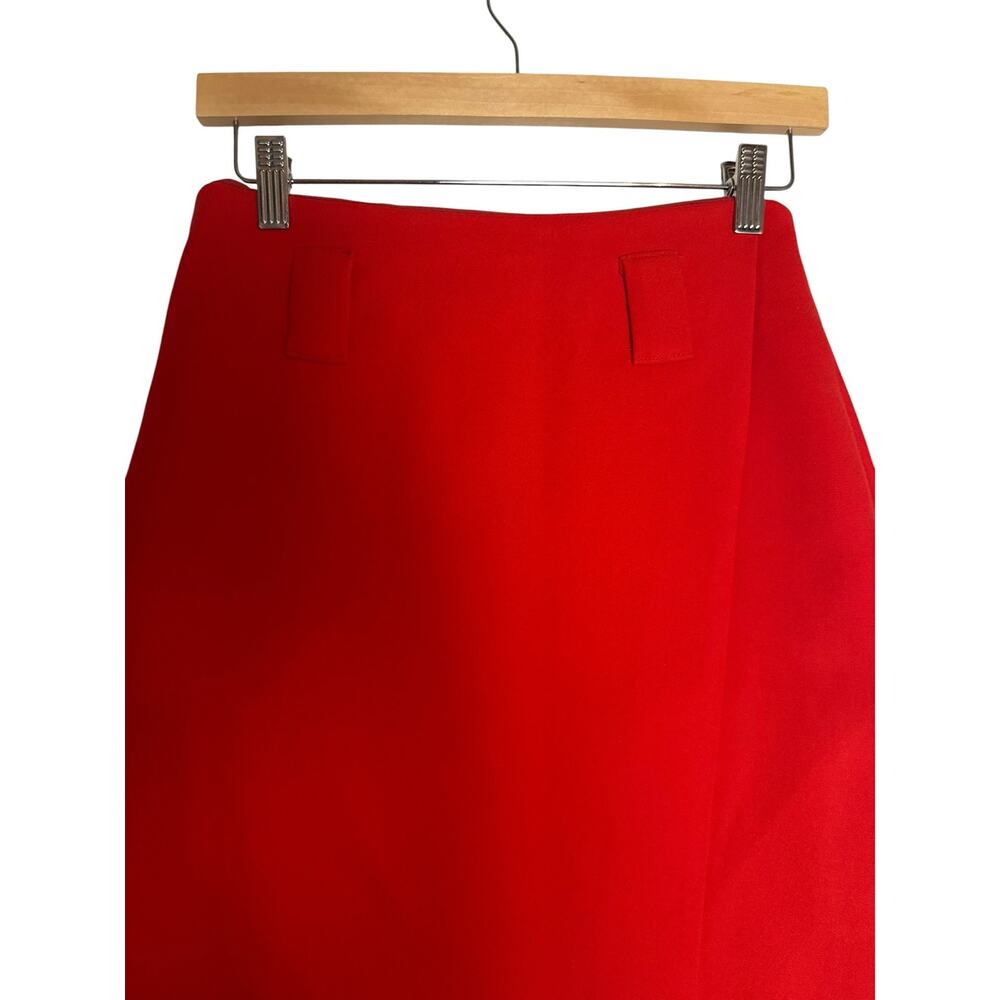 Halogen Solid Red A-Line Knee Length Office Classy Career Skirt Size 2 Petite - Picture 3 of 9